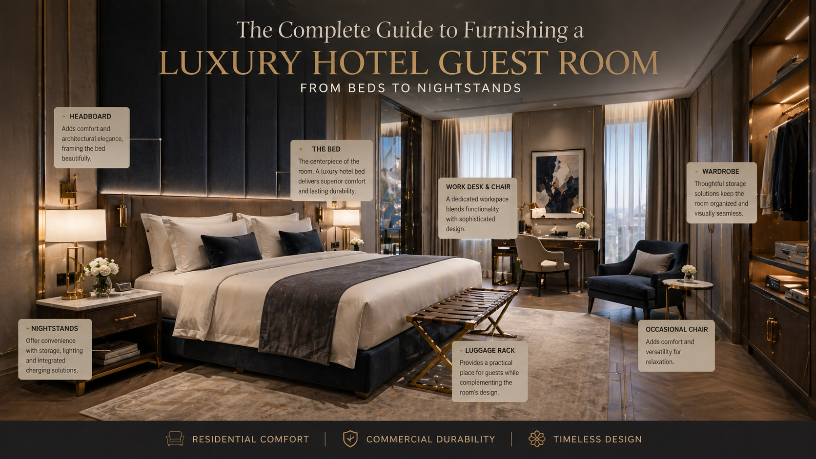 The Complete Guide to Furnishing a Luxury Hotel Guest Room: From Beds to Nightstands
